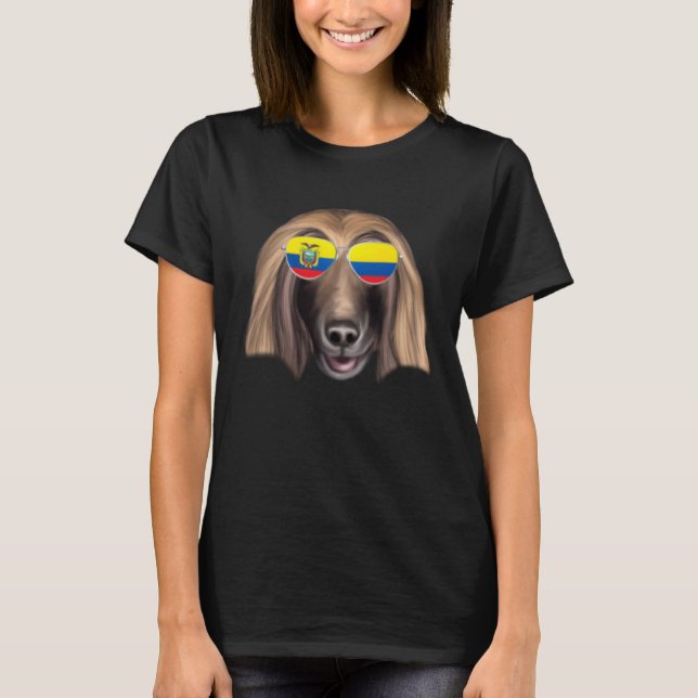 Camiseta Ecuadorian Flag Afghan Hound Dog Ecuador Pocket (Anverso)
