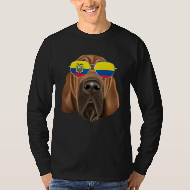 Camiseta Ecuadorian Flag Bloodhound Dog Ecuador Pocket (Anverso)
