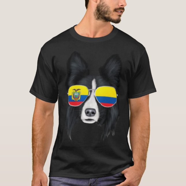 Camiseta Ecuadorian Flag Border Collie Dog Ecuador Pocket (Anverso)