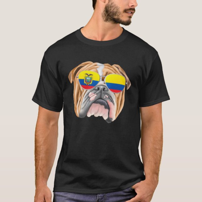 Camiseta Ecuadorian Flag Bulldog Dog Ecuador Pocket (Anverso)