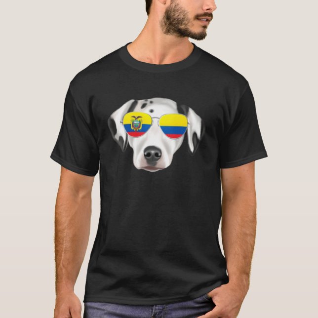 Camiseta Ecuadorian Flag Dalmatian Dog Ecuador Pocket (Anverso)