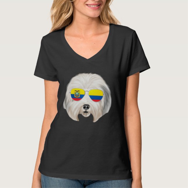 Camiseta Ecuadorian Flag Old English Sheepdog Dog Ecuador P (Anverso)