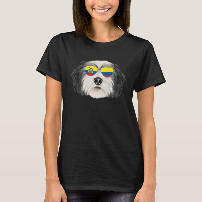 Camiseta Ecuadorian Flag Polish Lowland Sheepdog Dog Ecuado (Anverso)