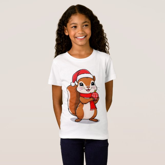Camiseta Écureuil de Noël Mignon (Anverso completo)