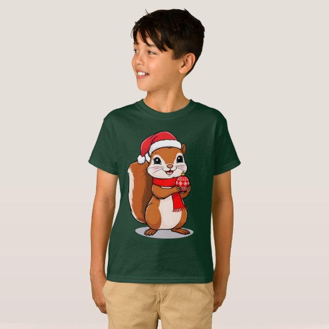 Camiseta Écureuil de Noël Mignon (Anverso completo)