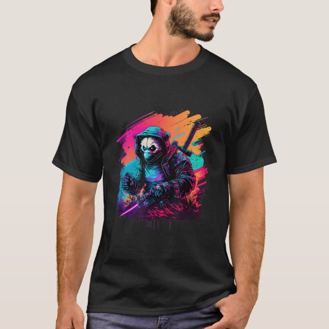 Camiseta Ed Panda Ninja Steampunk Synthwave (Anverso)