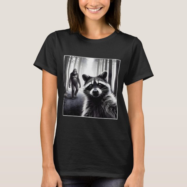 Camiseta Ed Raccoon Selfie With Sasquatch Bigfoot Funny Rac (Anverso)