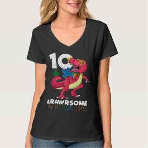 Camiseta Edad 10 Dinosaurios Nacidos Rompecabezas Autismo C