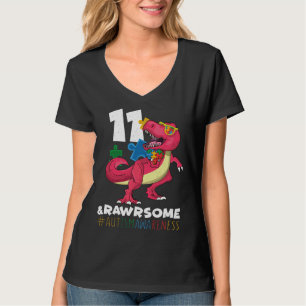 Camiseta Edad 11 Dinosaurio Nació Rompecabezas Autismo Conc