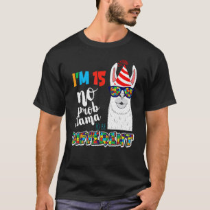 Camiseta Edad 15 años cumpleaños Llama Puzzle abril autismo
