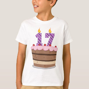 Camiseta Edad 17 en el pastel de cumpleaños