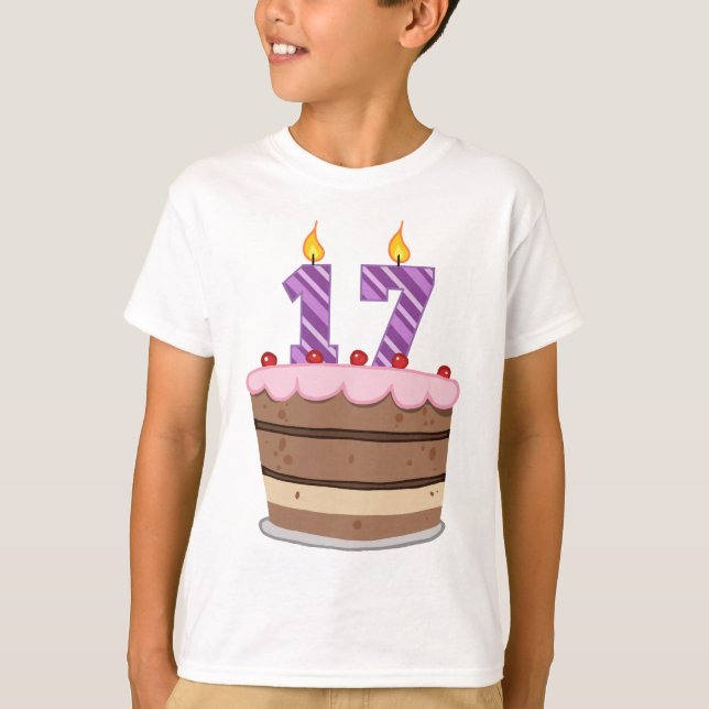 Camiseta Edad 17 en el pastel de cumpleaños (Anverso)