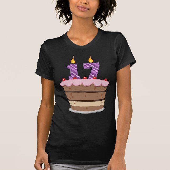 Camiseta Edad 17 en el pastel de cumpleaños (Anverso)