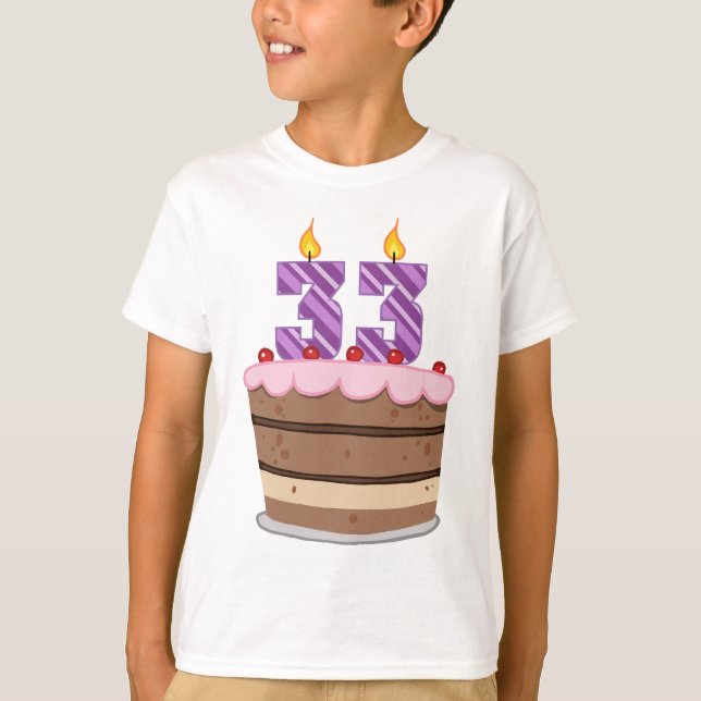 Camiseta Edad 33 en la torta de cumpleaños (Anverso)
