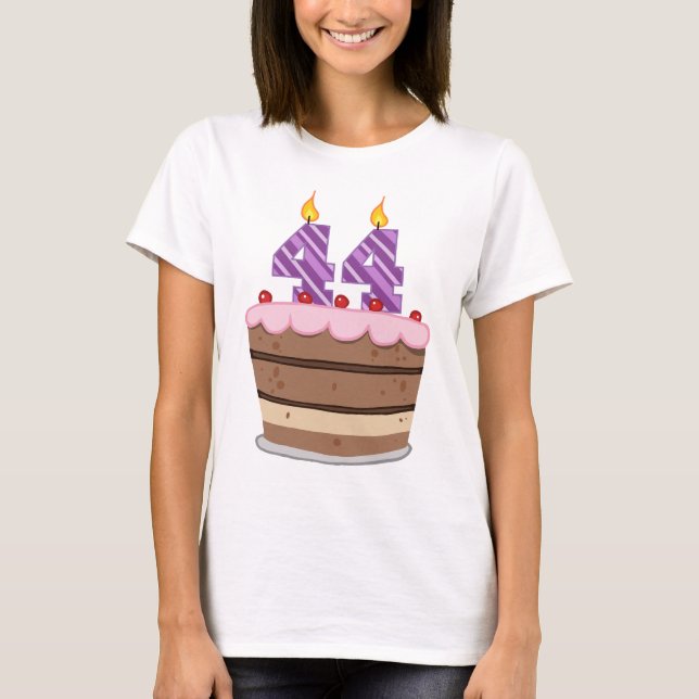 Camiseta Edad 44 en la torta de cumpleaños (Anverso)