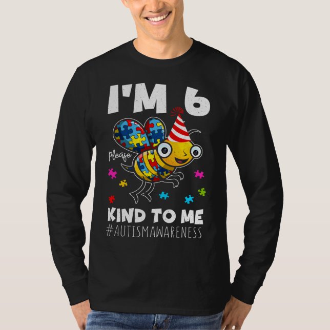 Camiseta Edad 6 Abeja Nacimiento Rompecabezas Tipo Autismo  (Anverso)