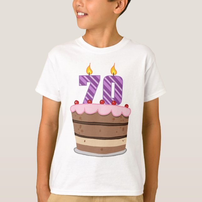 Camiseta Edad 70 en el pastel de cumpleaños (Anverso)