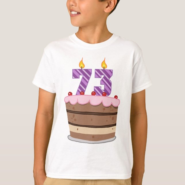 Camiseta Edad 73 en el pastel de cumpleaños (Anverso)