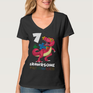 Camiseta Edad 7 Dinosaurio Nació Rompecabezas Autismo Conci