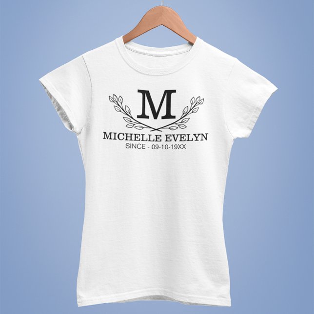 Camiseta Edad De Monograma De Nombre Blanco Y Negro Persona (Subido por el creador)
