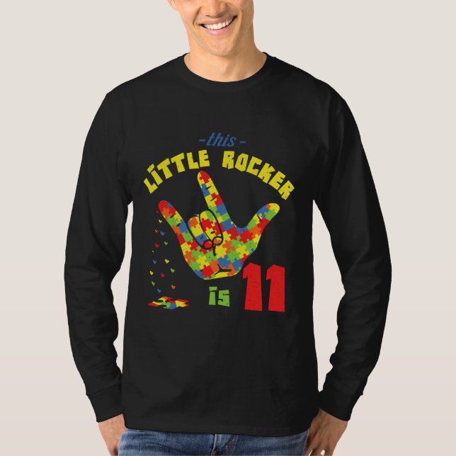 Camiseta Edad de Rocker 11 Nacimiento Rompecabezas Autismo  (Anverso)