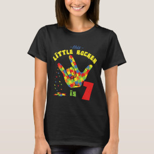Camiseta Edad de Rocker 7 Nacimiento Rompecabezas Autismo C