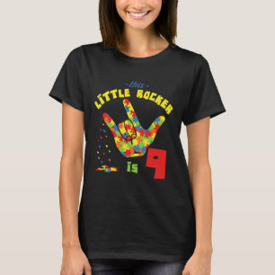 Camiseta Edad de Rocker 9 Nacimiento Rompecabezas Autismo C