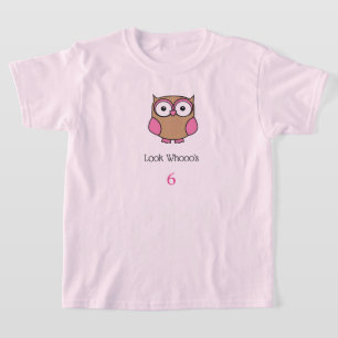 Camiseta Edad de Whooo: la mirada rosa de cumpleaños de búh