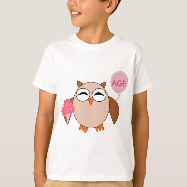 Camiseta Edad personalizado Nacimiento Niños Lechuza Camise (Anverso)