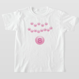 Camiseta Edad rosada 8 de las bolas del cumpleaños