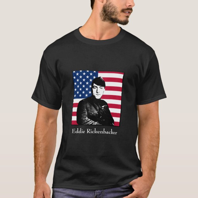 Camiseta Eddie Rickenbacker y la bandera americana (Anverso)