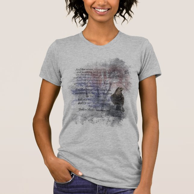 Camiseta Edgar Allan Poe, arte poético "The Raven" (Anverso)
