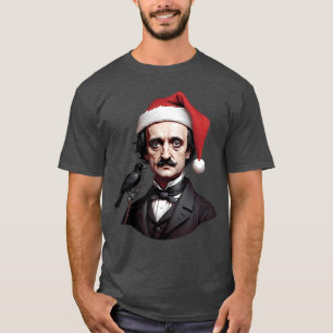 Camiseta Edgar Allan Poe con un sombrero de Santa Claus en