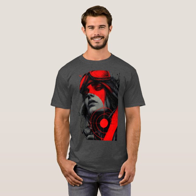 Camiseta Edgy Cyberpunk Sniper Red Target Graphic T-Shirt (Anverso completo)