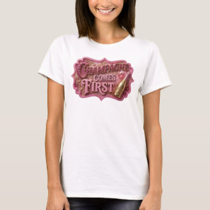 Camiseta Edgy Gold CHAMPAGNE COMES FIRST Slogan