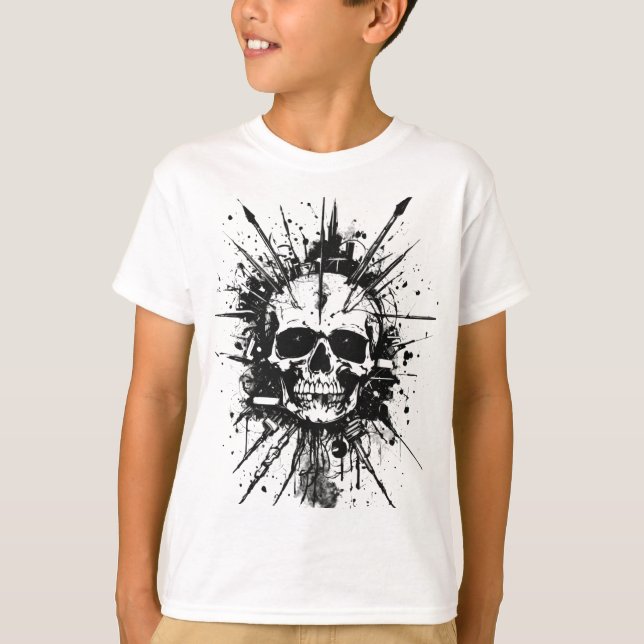 Camiseta Edgy Grunge Skull con funciones Spike (Anverso)