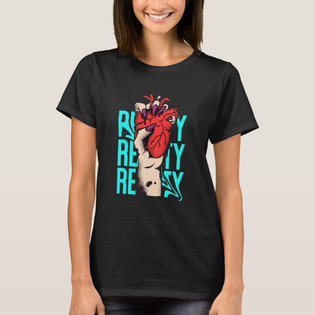 Camiseta Edgy Hand & Heart Graphic – Bold Pop Art Illustrat (Anverso)