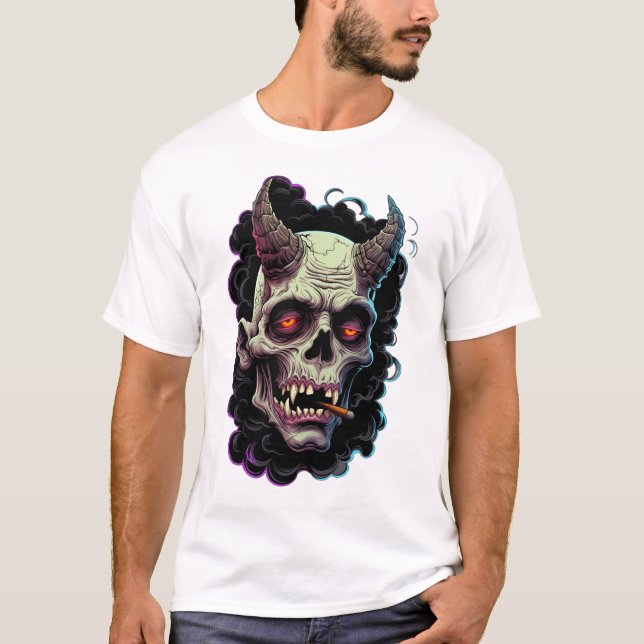 Camiseta Edgy Horned Oni Monster Graphic (Anverso)