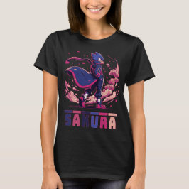 Camiseta Edgy Sakura Warrior Bird Anime Illustration