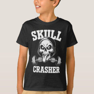 Camiseta Edgy Skull Bodybuilding Barbell Tongue Workout Gym
