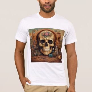 Camiseta Edgy Skull Head Skeleton Graphic T-Shirt
