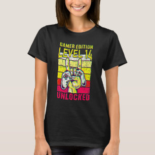 Camiseta Edición cumpleaños 14 Videojugador Nivel 14 desblo