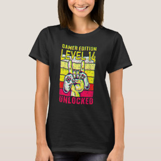 Camiseta Edición cumpleaños 14 Videojugador Nivel 14 desblo