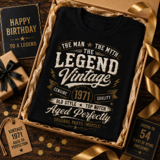 Camiseta Edición de 1971 Envejecido Perfectamente Retro 55
