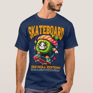 Camiseta Edición del rollo de sushi con skateboard