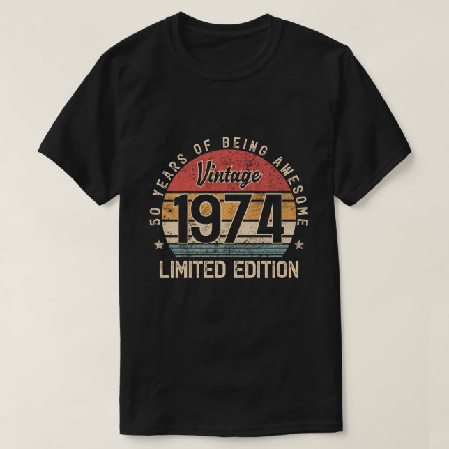 Camiseta Edición Limitada Cumpleaños 50 Vintage 1974 (Diseño del anverso)