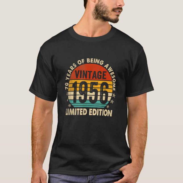 Camiseta Edición limitada Cumpleaños nacido en 1956 Retro F (Anverso)
