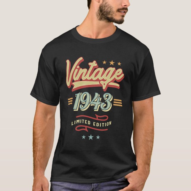 Camiseta Edición limitada de Vintage 1943 - 80º cumpleaños (Anverso)