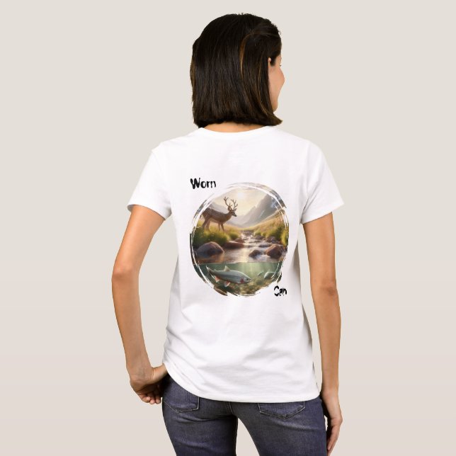 Camiseta Edición Worn Calm Mountain Creek Scene  (Reverso completo)