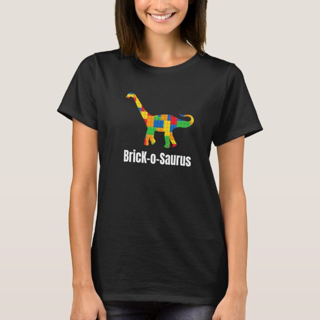 Camiseta Edificio Brachiosaurus Dinosaur Kids Brick Builder (Anverso)